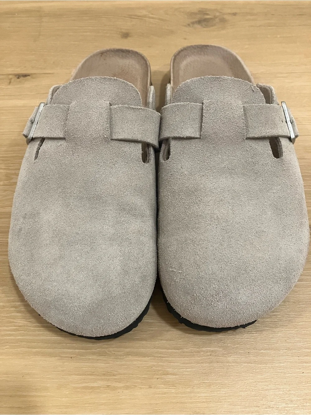 Serra Taupe Suede Slip-On Clogs